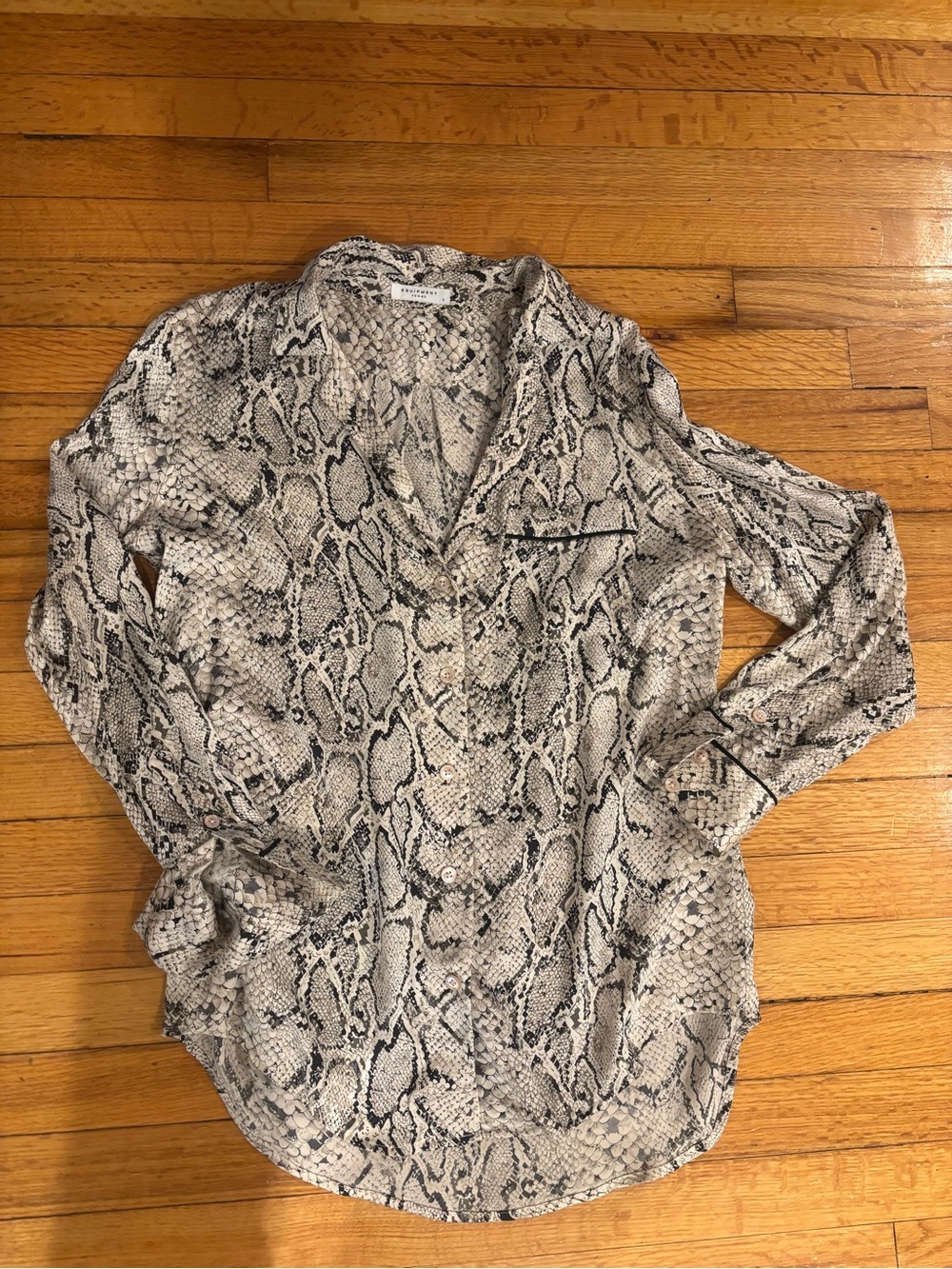 Equipment Snake Print Button-Up Blouse - Neutral Tones - Sz Small